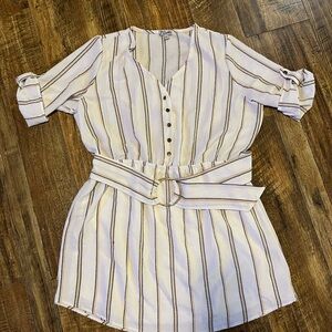 J for Justify White with Black andYellow Striped Mini Dress
